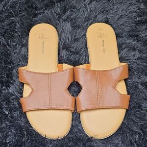 Time and Tru Brown Slide Sandals